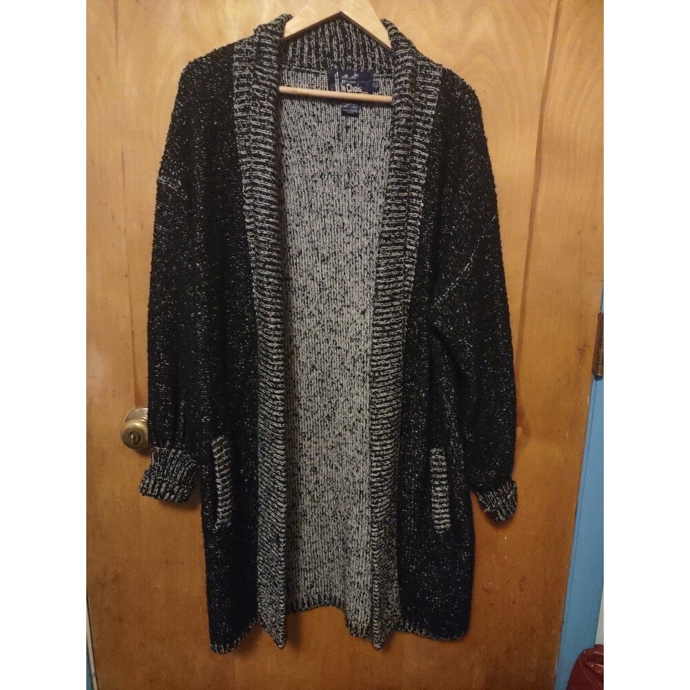 Monto Por Le Chois Womens Open Cardigan Sweater Black Size Large vintage chunky